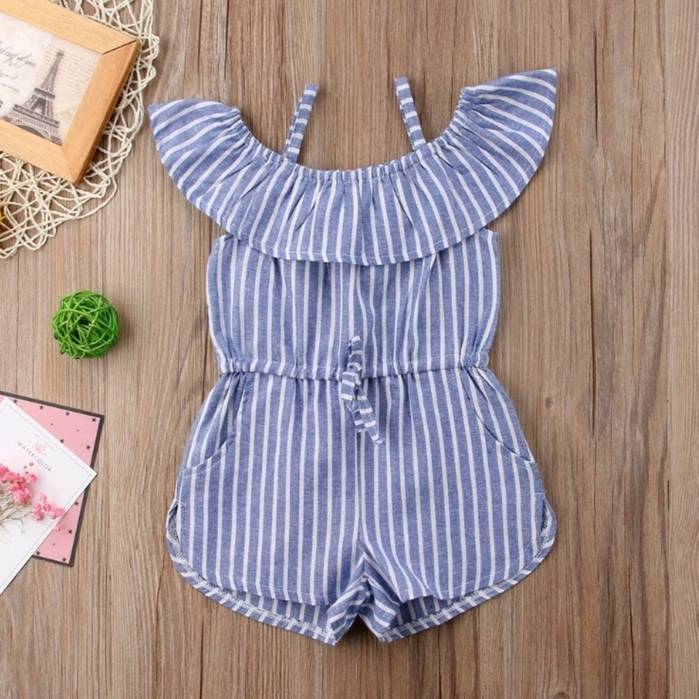 Kids Baby Girl Off The Shoulder Jumpsuit Romper - Picture 1 of 6